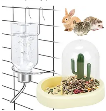 hannger Rabbit Food and Water Dispenser Set, Durable ABS Plastic, BPA-Free, No Drip, No Leak, Easy to Use and Clean, Suitable for Small Animals